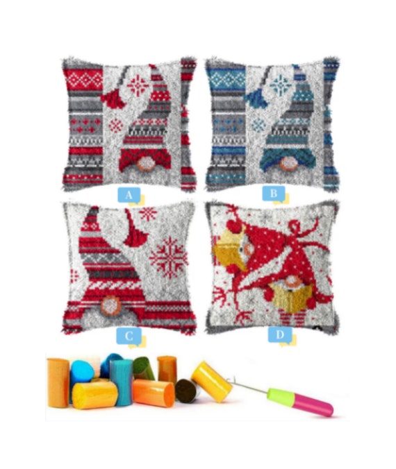 DIY Latch Hook Pillow Kits, Color Printed Throw Pillow Christmas