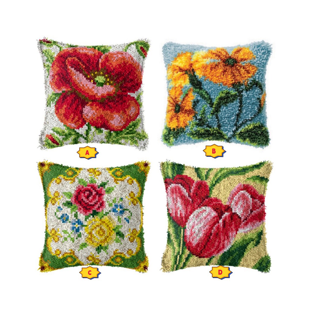 Butterflies Latch Hook Pillows Kits Cushion Pillow Cover With Pattern Printed Canvas Sofa Hooking Pillowcase Crafts Embroidery Latch