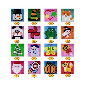 Latch Hook Kits for Kids,DIY Rug Crafts Pattern Color Printed Canvas for Beginners Children Christmas Gift for Home Decor,12&quot;x12&quot;