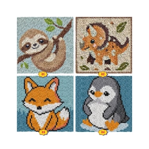 Latch Hook Kits for Kids,DIY Rug Crafts Pattern Color Printed Canvas for Beginners Children Christmas Gift for Home Decor,12&quot;x12&quot;