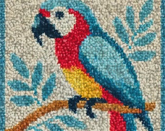 Kit per ricamo a punto annodato per bambini, lavoretti fai da te con tappeti, motivo uccelli, tela stampata a colori per principianti, regalo di Natale per bambini, decorazione per la casa, 30x30 cm