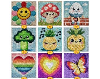Kit di ganci a scatto per bambini, fai da te, motivo per tappeti, tela stampata a colori, per principianti, regalo per bambini, decorazione per la casa, 30,5 x 30,5 cm