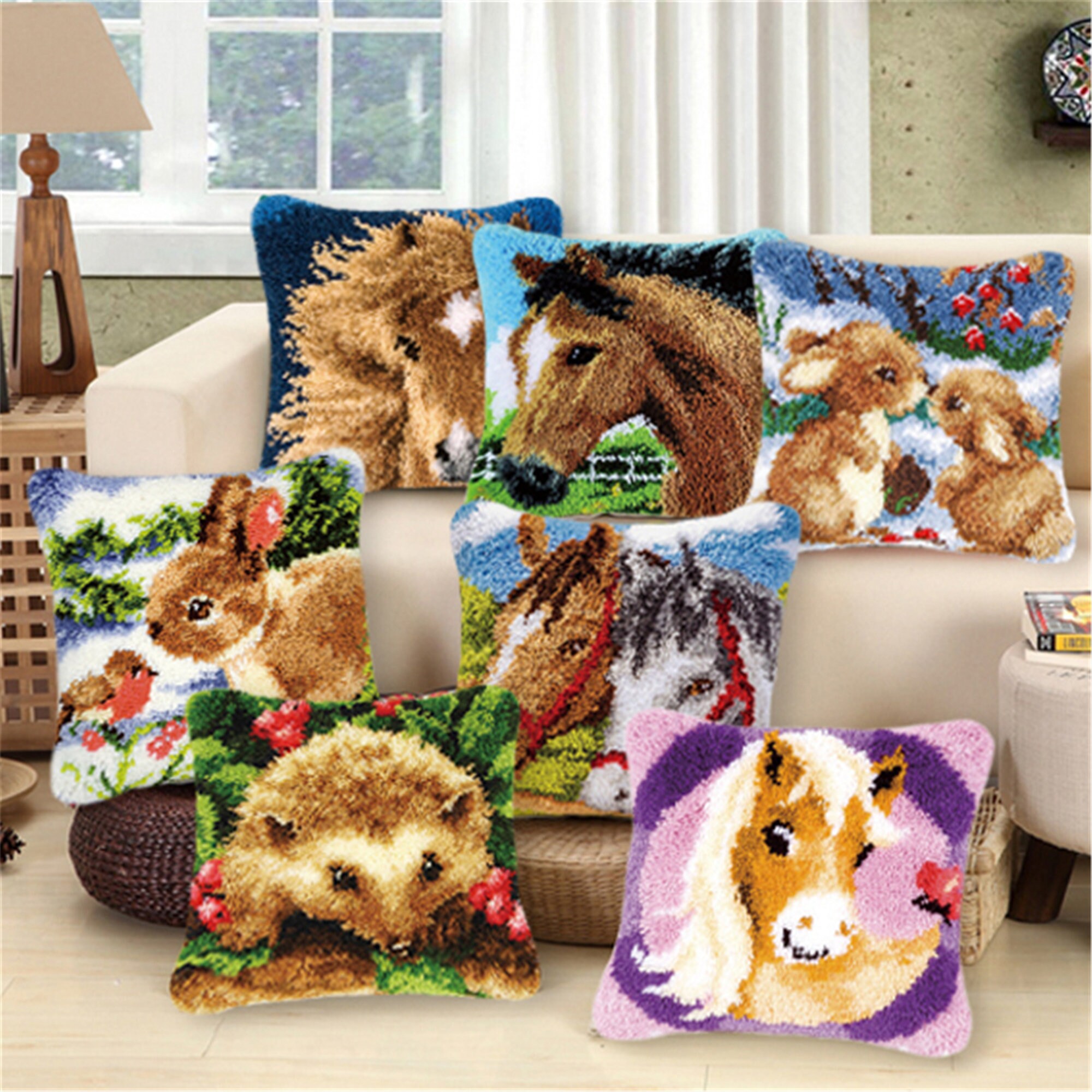 Latch Hook Kits for DIY Throw Pillow CoverColored Embroidered Etsy
