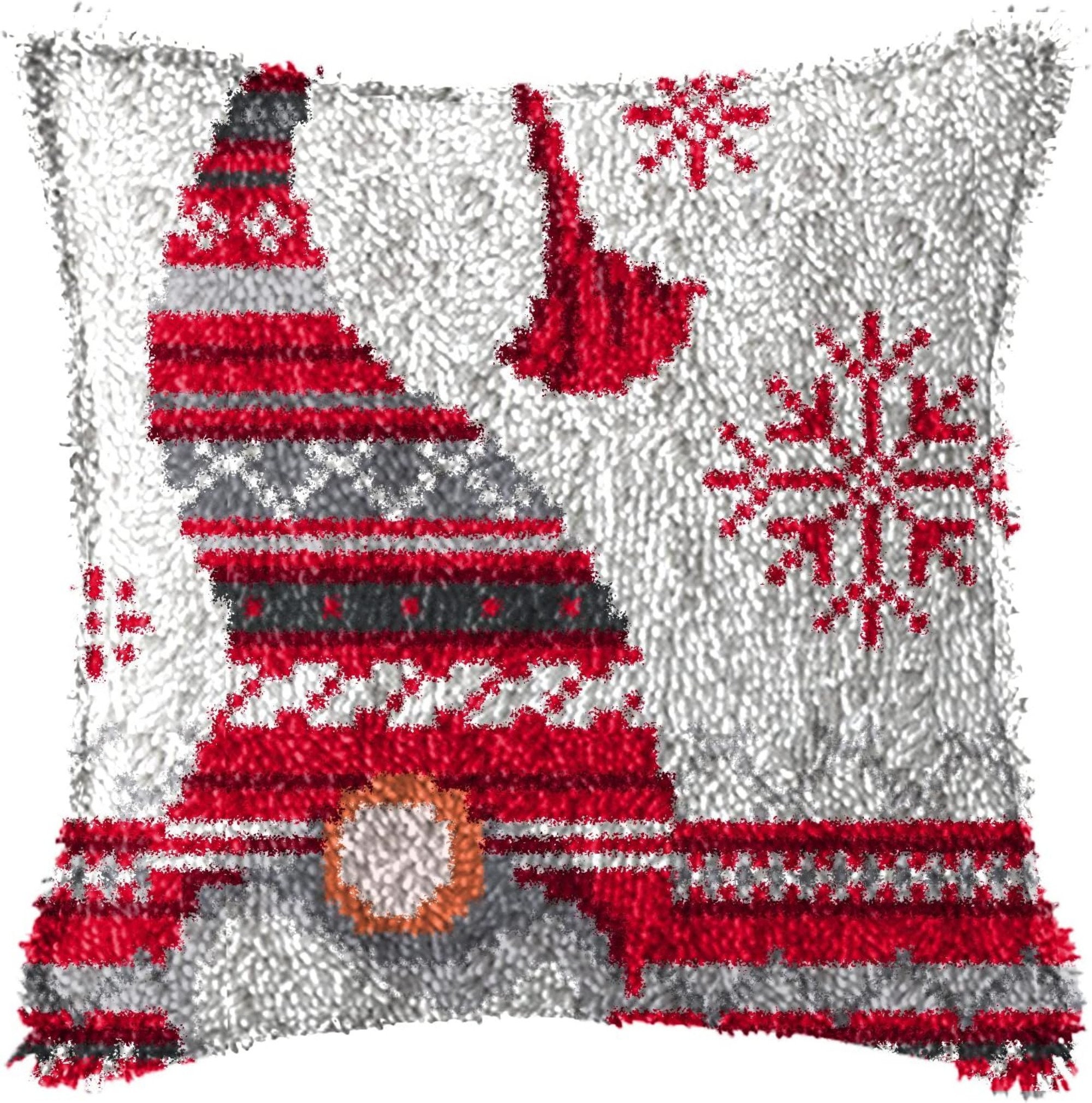 DIY Latch Hook Pillow Kits, Color Printed Throw Pillow Christmas