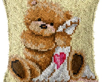 Kit fai da te per cuscino con gancio, motivo orso polare (16,9x16,9 pollici)
