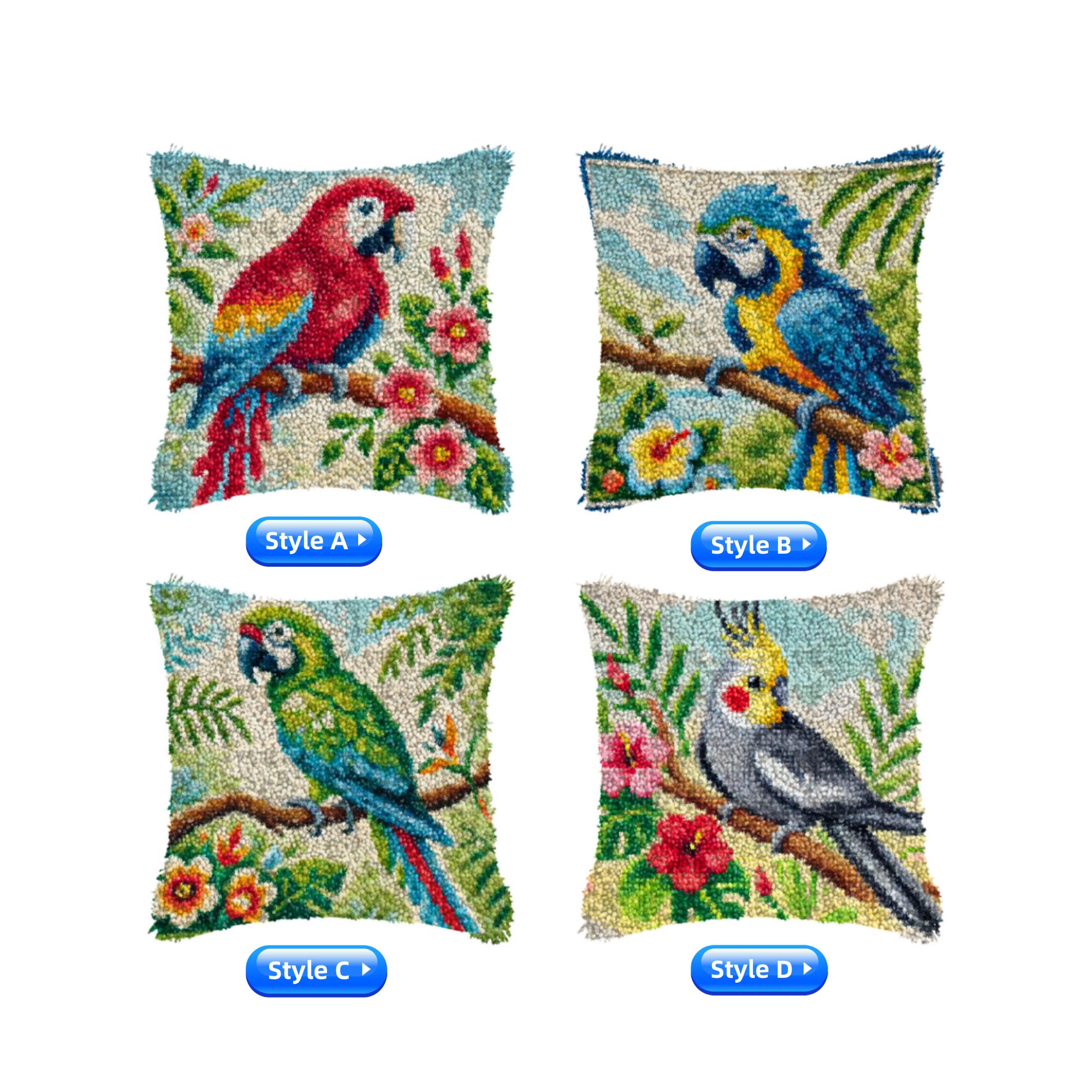 Kit De Housse De Coussin à Crochet De Verrouillage - Motif Paysage De Pêche, 43x43 Cm, Avec Fil Et Crochet, DIY Créatif