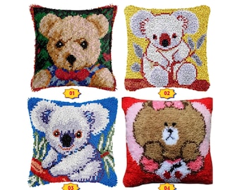 Kit fai da te per cuscino con gancio, federa per cuscino con stampa a colori, set per punto croce, ricamo con filato, regalo per feste, 42x42 cm