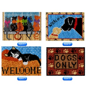DIY Latch Hook Rug Kits, Rug Making, Color Printed Cushion, Crochet Carpet Cushion Yarn Embroidery