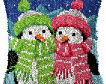 Kit per cuscini fai da te con punto annodato, cuscino decorativo stampato a colori, regalo di Natale o per le festività, 43 x 43 cm.