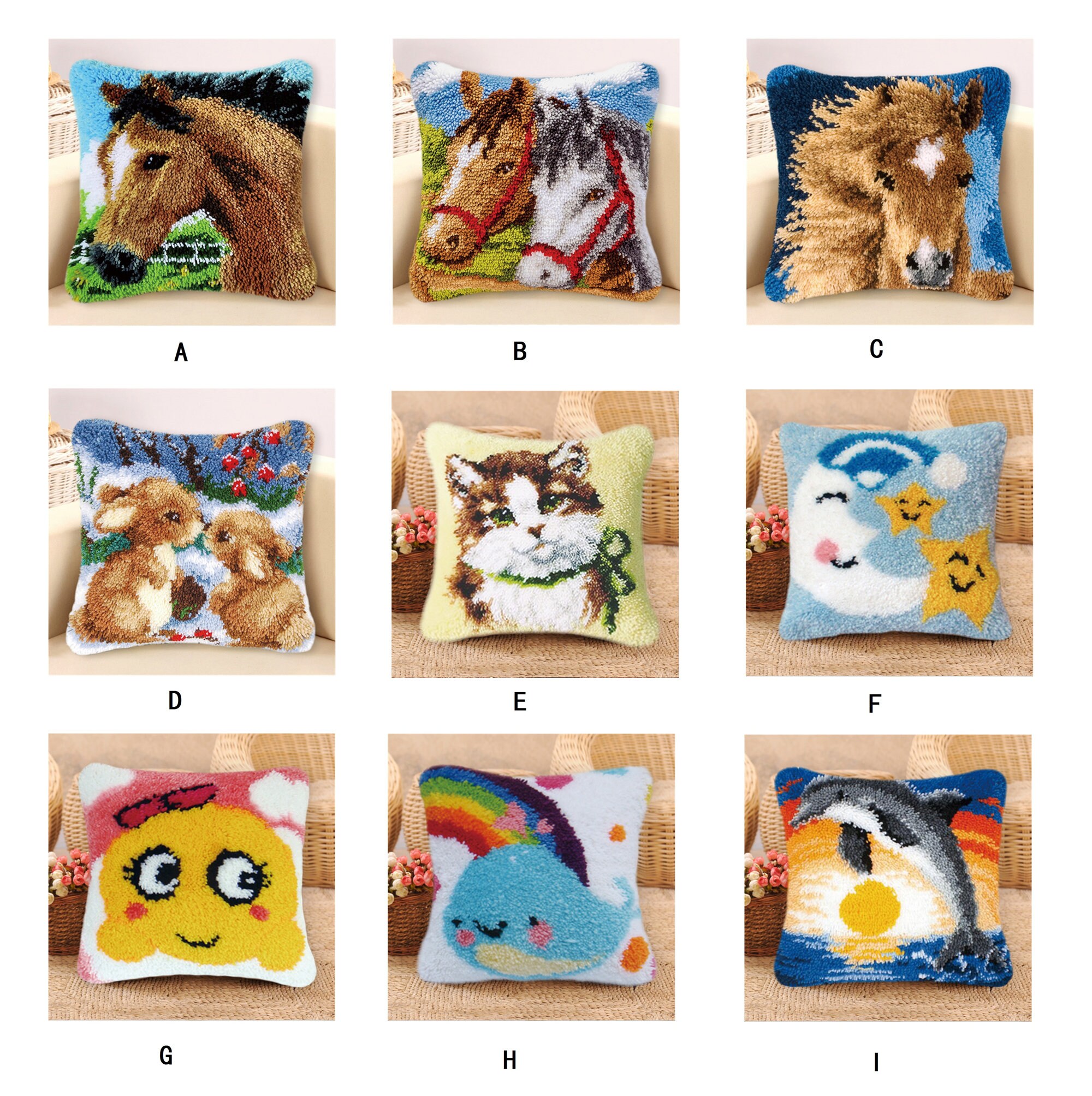 Latch Hook Kits for DIY Throw Pillow CoverColored Embroidered Etsy