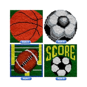 Latch Hook Kits for Kids,DIY Rug Crafts Pattern Balls Color Printed Canvas for Beginners Handmade Needlework Crafts Home Decoration,12&quot;x12&quot;