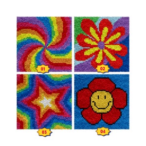 Latch Hook Kits for Kids,DIY Rug Crafts Pattern Color Printed Canvas for Beginners Children Christmas Gift for Home Decor,12&quot;x12&quot;
