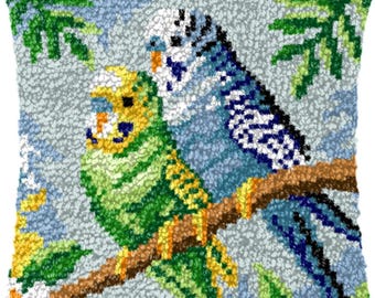 Kit per cuscino fai da te con punto annodato, federa per cuscino decorativo con uccelli stampati a colori, set per punto croce con filato per ricamo, regalo per feste, 43x43 cm.