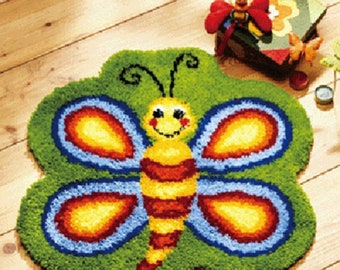 DIY-haakhaak tapijtkussensets, tapijt maken, kleur bedrukt tapijt, gehaakte tapijtmat garen borduurfestival 52 x 38 cm (20,4 x 14,9 inch)