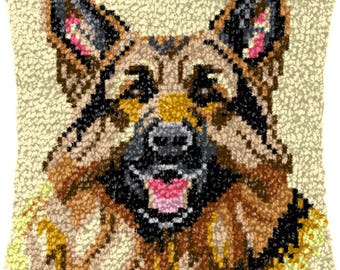 Kit fai da te per cuscini con gancio, federa per cuscino con stampa a colori e cani, set per punto croce, ricamo con filato, regalo per feste, 16,9x16,9 pollici