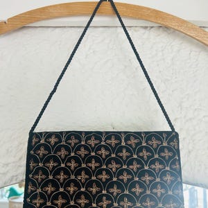 Vintage 1980’s Metal Embroidery Black Velvet Clutch Evening Bag Zardozi Style