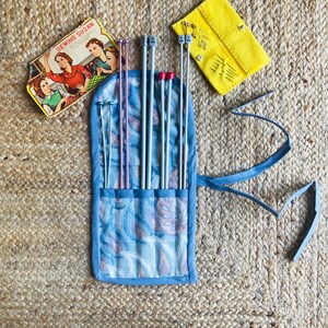 Vintage Handcrafted Knitting Needle Wrap Case Holder Paisley Retro