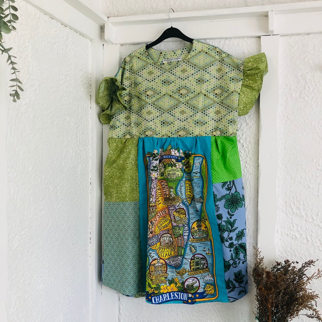 Patchwork Tea Towel Oversize Dress Handcrafted Etsy