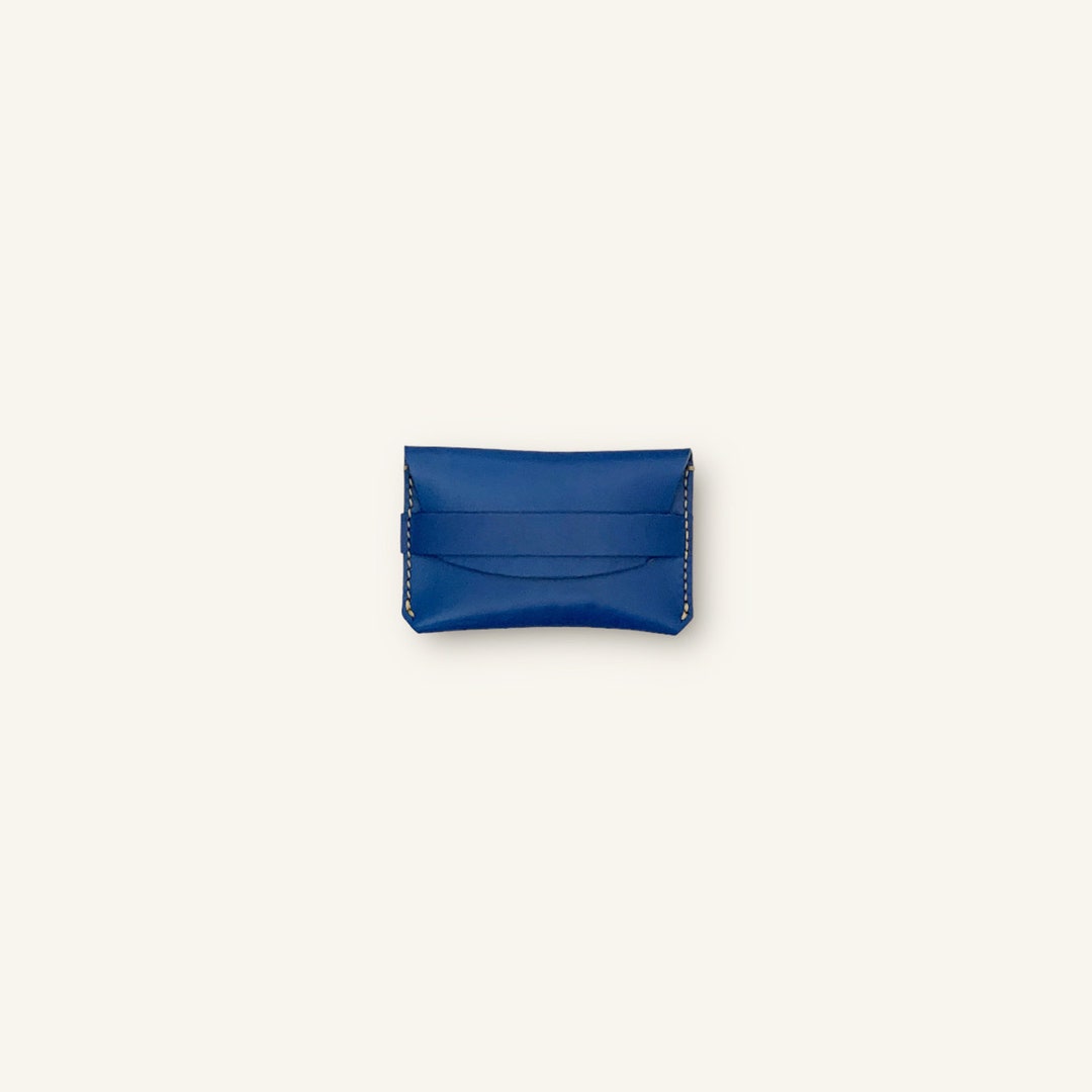 Personalized Card Case | Cobalt Blue Veg Tan - Etsy