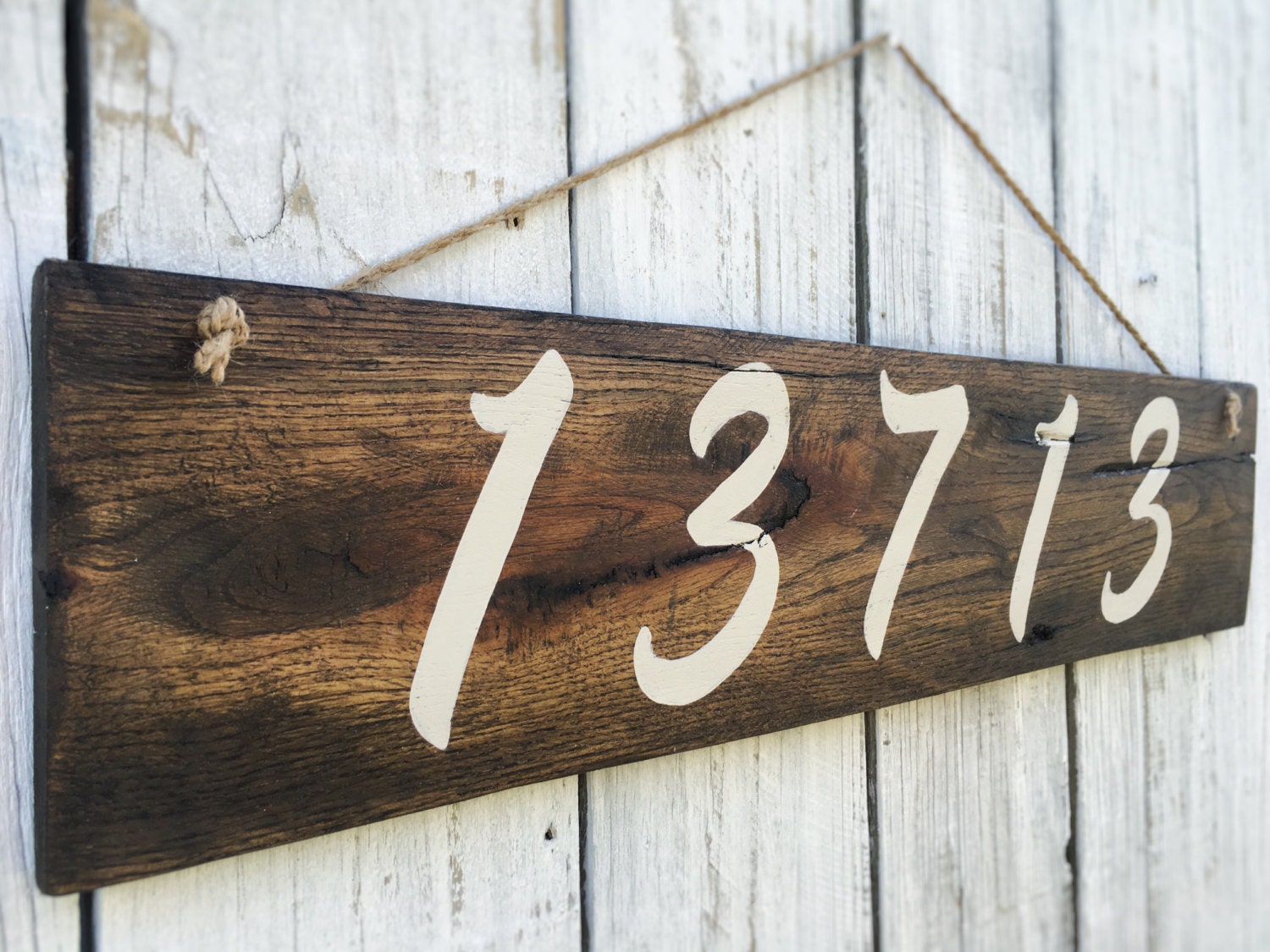 Hanging Address Sign Reclaimed Wood House Number Rustic Shabby Etsy