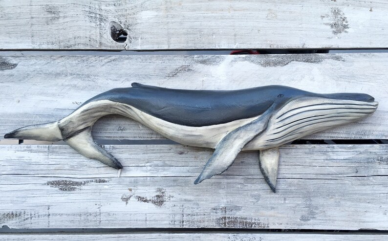 Humpback Whale Wood Carving Decor Hand Carved Reclaimed