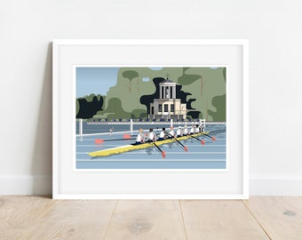 Temple Island, Henley (Men's Eight) Personalised Print | Rowing Art | Rowing Gifts