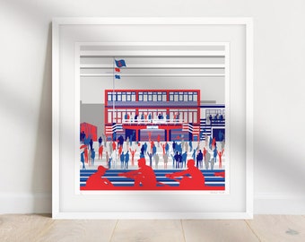 King's College School Boat Club , Putney | Giclée print | Rowing Art | Rowing Gifts