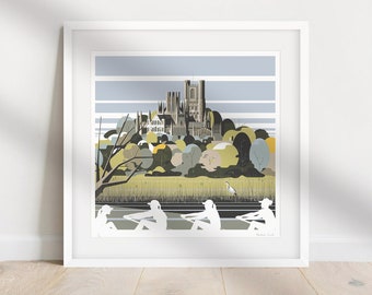 Rowing at Ely Limited Edition Original print