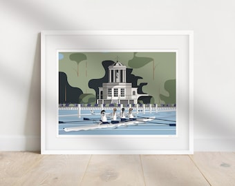 Temple Island | Rowing Art Print | Personalisable |Rowing gift | Henley