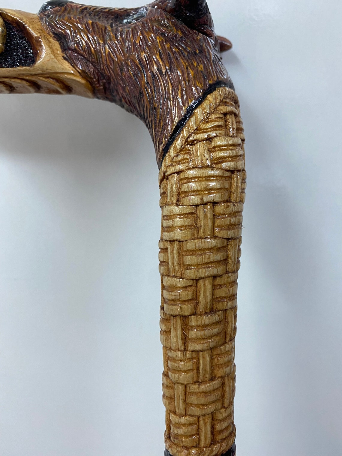 Hand Made Cane With Deer Head and Bison Handle Carvings From Etsy UK