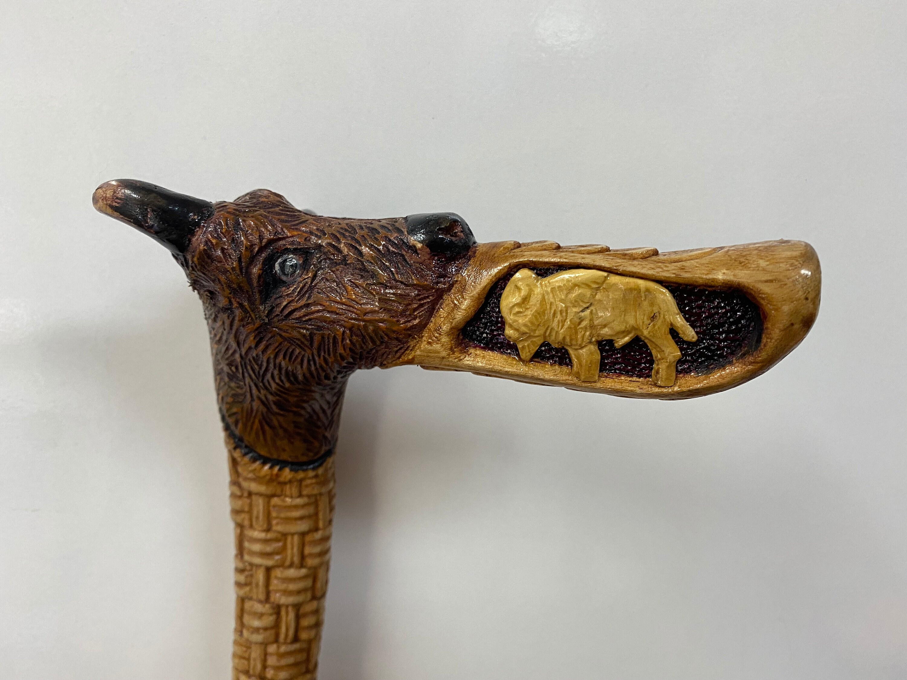 Hand Made Cane With Deer Head and Bison Handle Carvings From Etsy UK