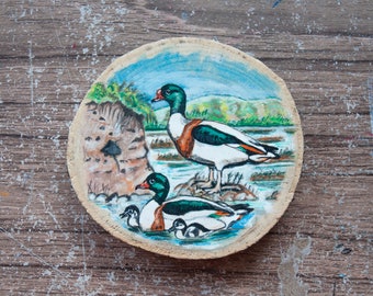 Painting on wood - Ducks family