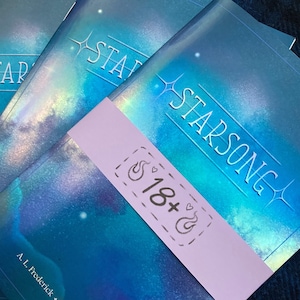 STARSONG, a queer 18+ sci-fi short story, holographic cover