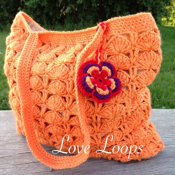 Crochet bag Tote bag handmade crochet bag orange bag shopper bag orange shoulder bag handmade bag shoping bag