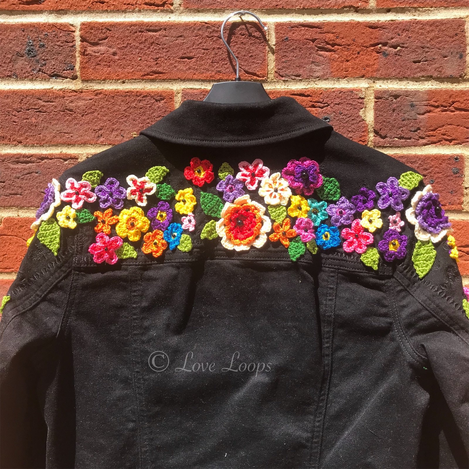 Denim embroidered flower jacket
