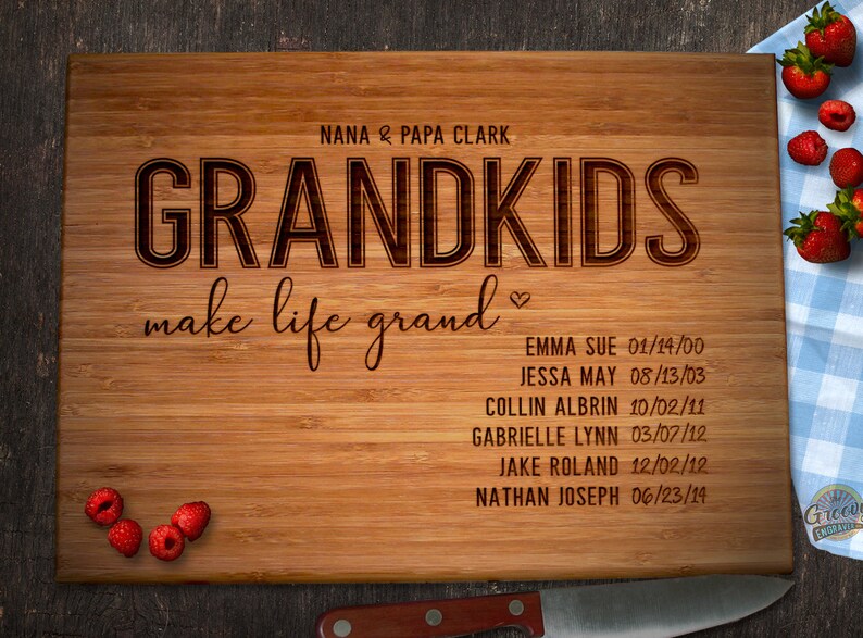 Grandparents Gift Custom Engraved Bamboo Cutting Board Etsy