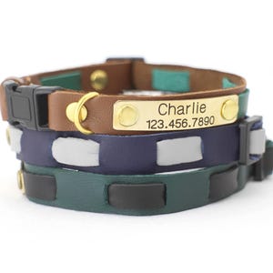 Collar de cuero personalizado para gatos con placa de identificación (se puede separar o no) - Collar de cuero suave personalizado para gatos - Colores - Collar de identificación para gatos