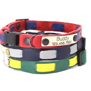 Cat Collar -Personalized cat collar - Collar With Id Tag– Breakaway or Non-Breakaway – Custom Soft Leather Collar for Cats – Cat ID Collar