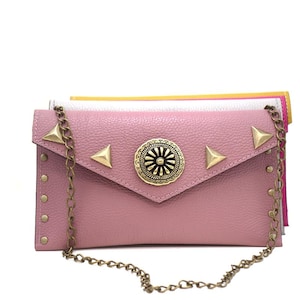 Leder Clutch Bag mit Kette | Handgefertigte Italienische Leder Geldbörse | Kleine Schultertasche | Elegantes Geschenk für Sie