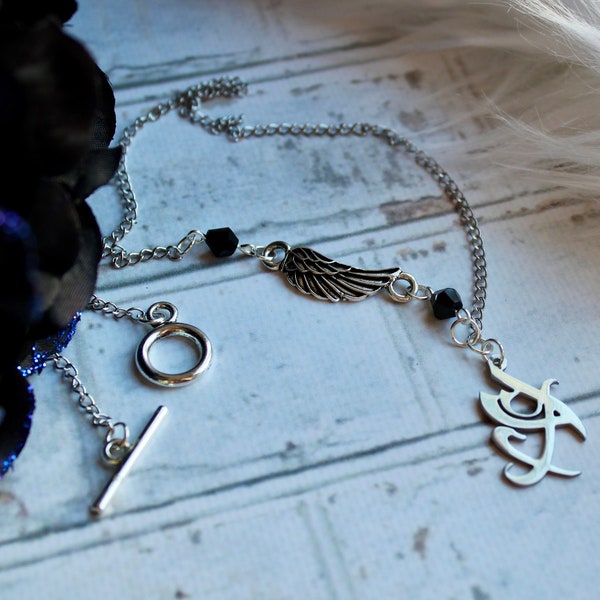 Fearless Angel Black Crystal Necklace