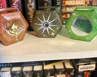 Celestial Hexagon Resin Jewelry & Trinket Box