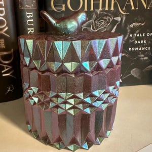 Intricate Resin Trinket Jar with Bird Lid