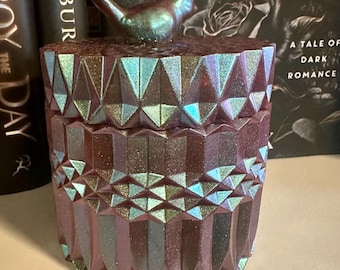Intricate Resin Trinket Jar with Bird Lid
