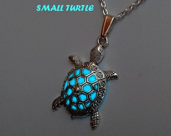 Small Sea Turtle Glow in the Dark Pendant, Beach Jewelry, Gift for Her