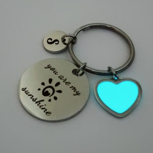 You are my sunshine personalized gift for her, Glow in the Dark Relationship Keyrings
