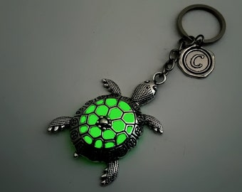 LARGE or small Personalized Turtle Personalized Keychain, Glow in the Dark Christmas Gifts for Her
