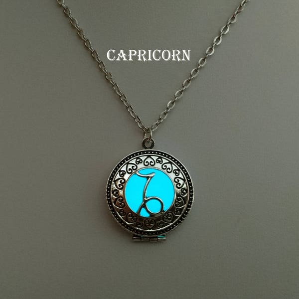 CAPRICORN Zodiac Glow in thr Dark Necklace