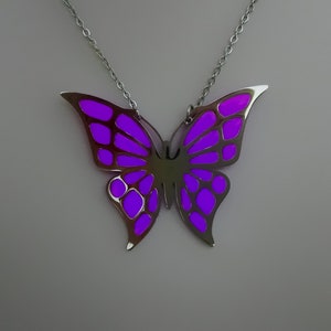 Purple Butterfly Necklace, birthday gifts for her, girlfriend gift, Glow in the Dark