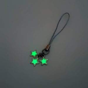 Green Tiny Star cell phone charm, teen girl gifts, purse bag charms, Glow in the Dark