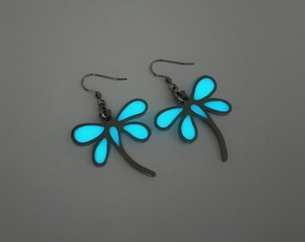 Glow in the Dark Dragonfly Earrings: Stainless Steel Jewelry Gift